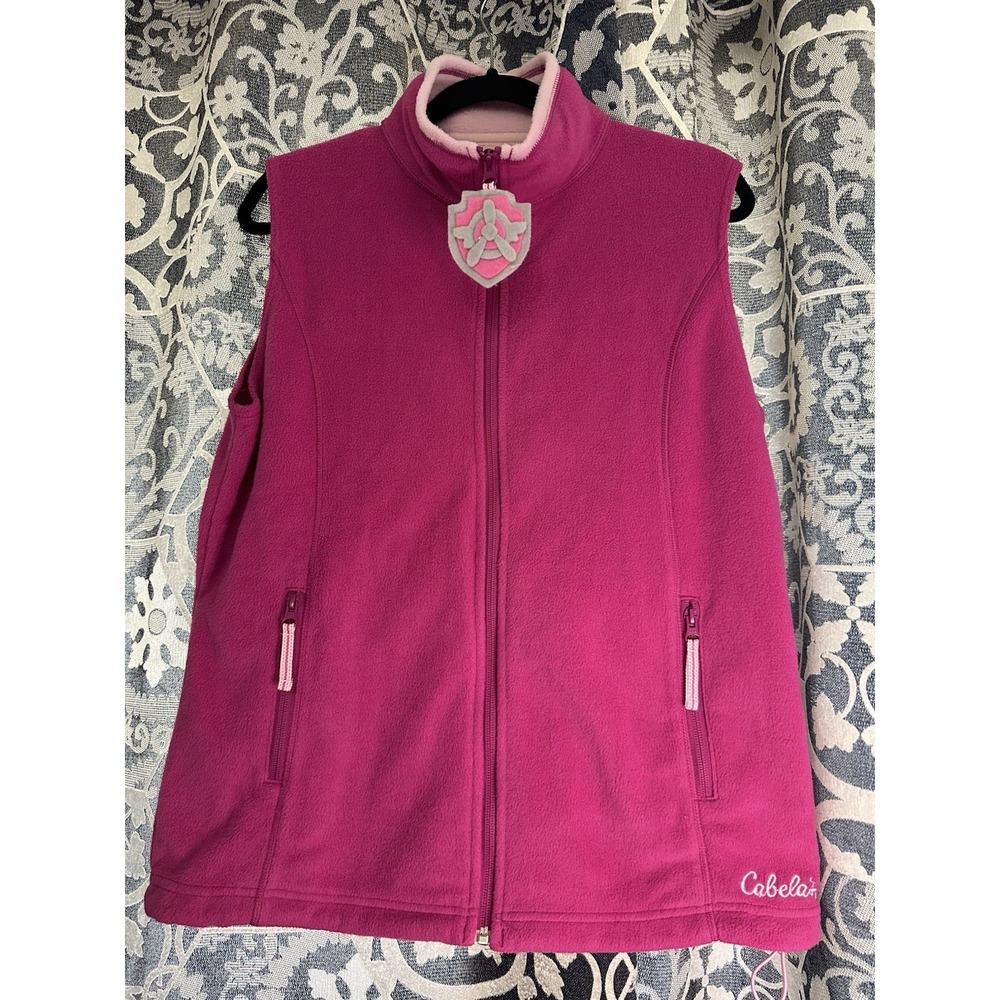 Cabela's Women's 2 Tone Pink Fleece Vest Full Zip SIZE M Working Zip And Pockets